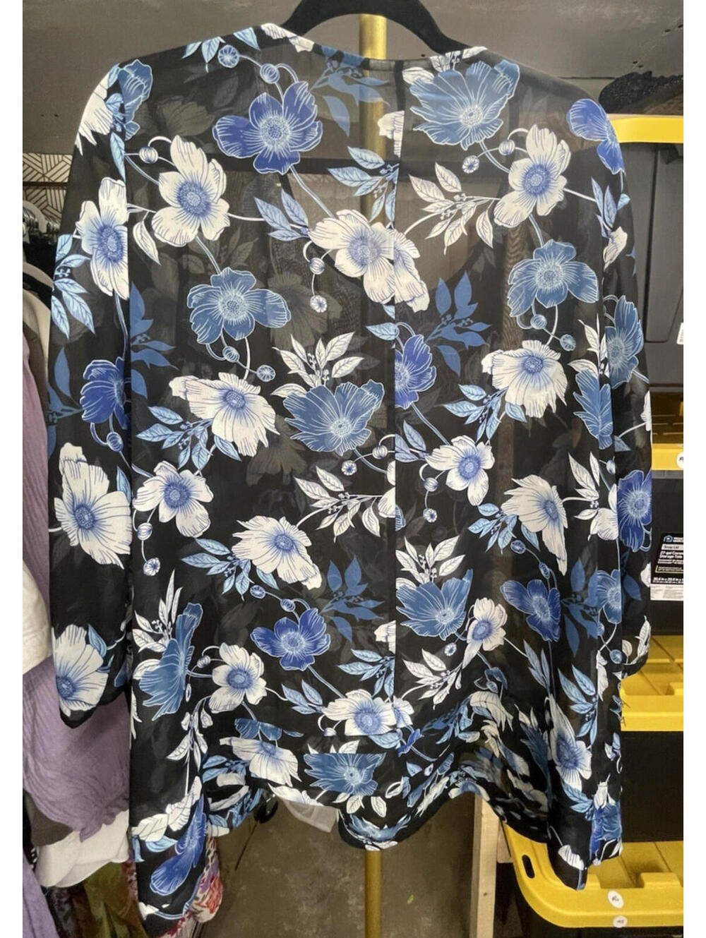 Avenue Womens 22/24 Black Blue Floral Tunic Top Career Comfort READ DESC - Picture 3 of 7